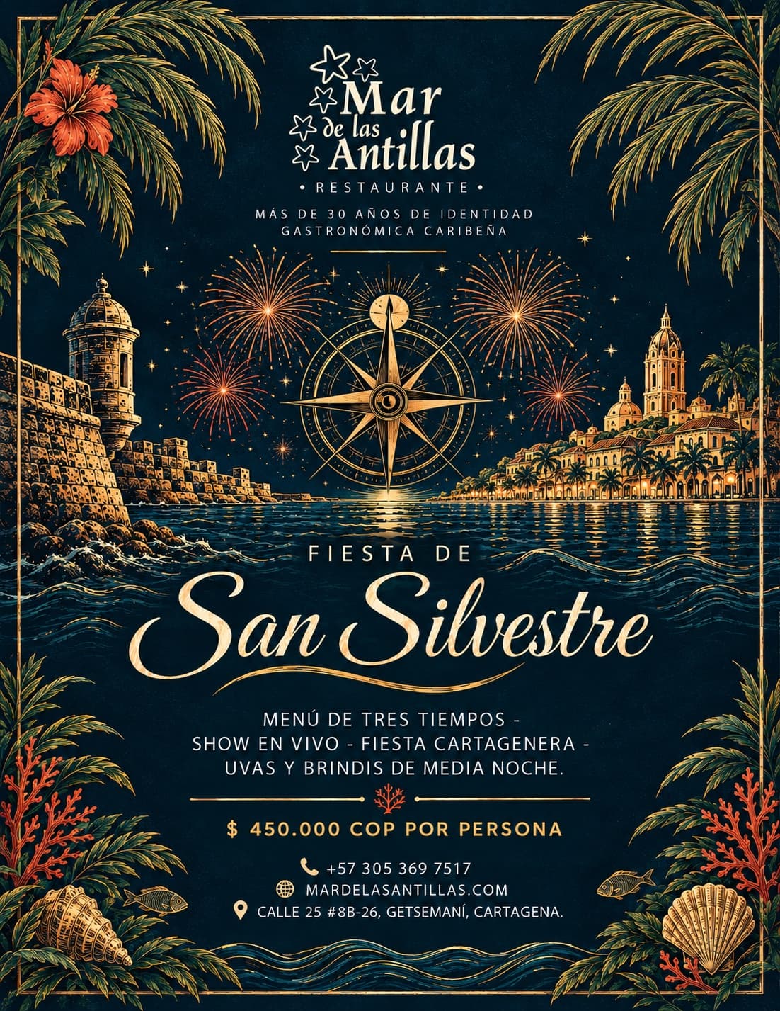 Cartaz da Festa de São Silvestre no Mar de las Antillas