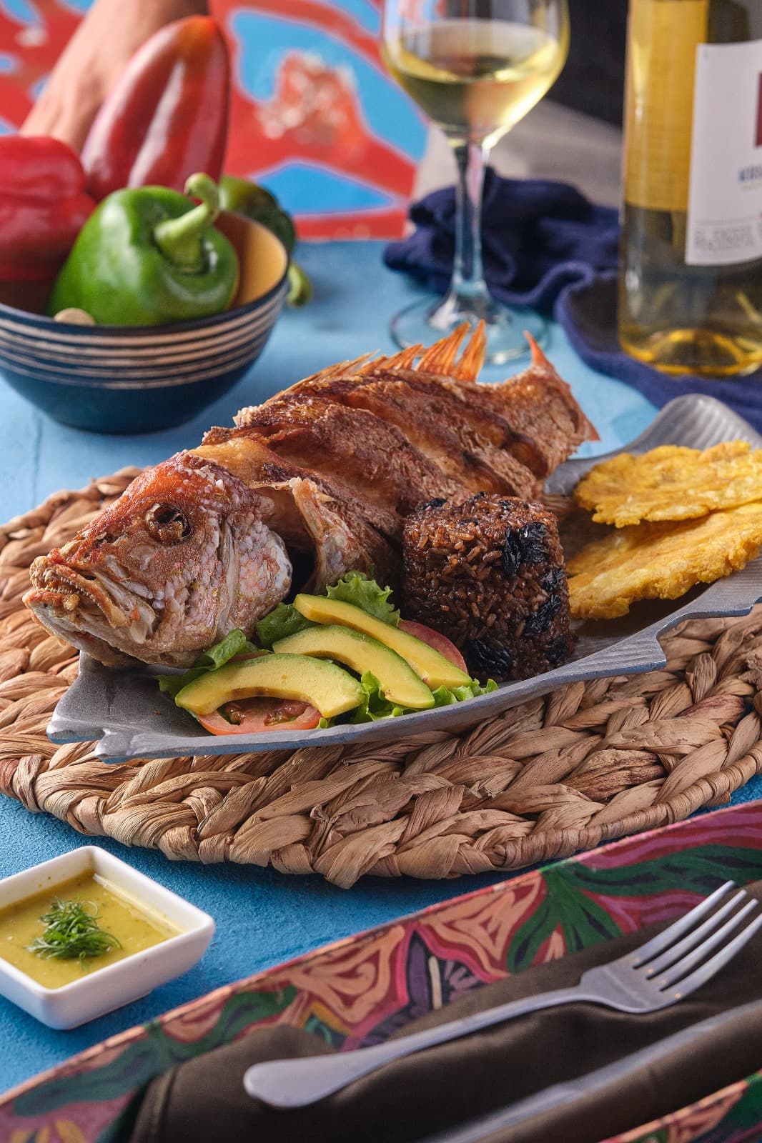 Typical Platter with Fried Red Snapper